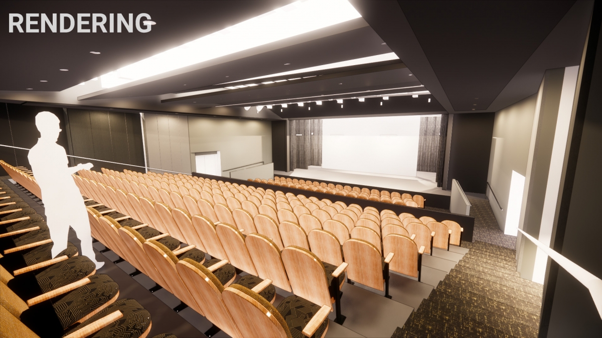 Rendering of Large Theater in Student Center