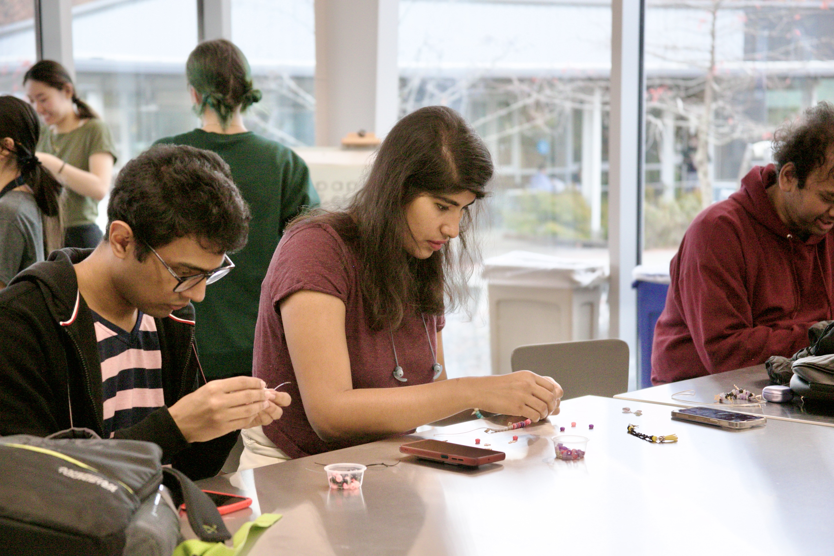 Students with beads 