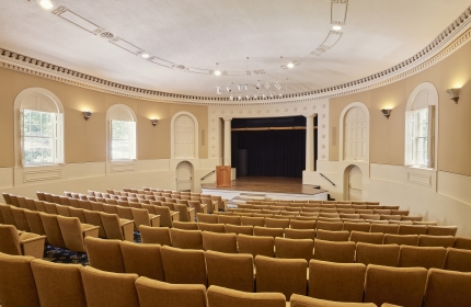 Academy's Theater Space has a fixed set up in the style of an authentic theater with 5 handicap accessible seats.